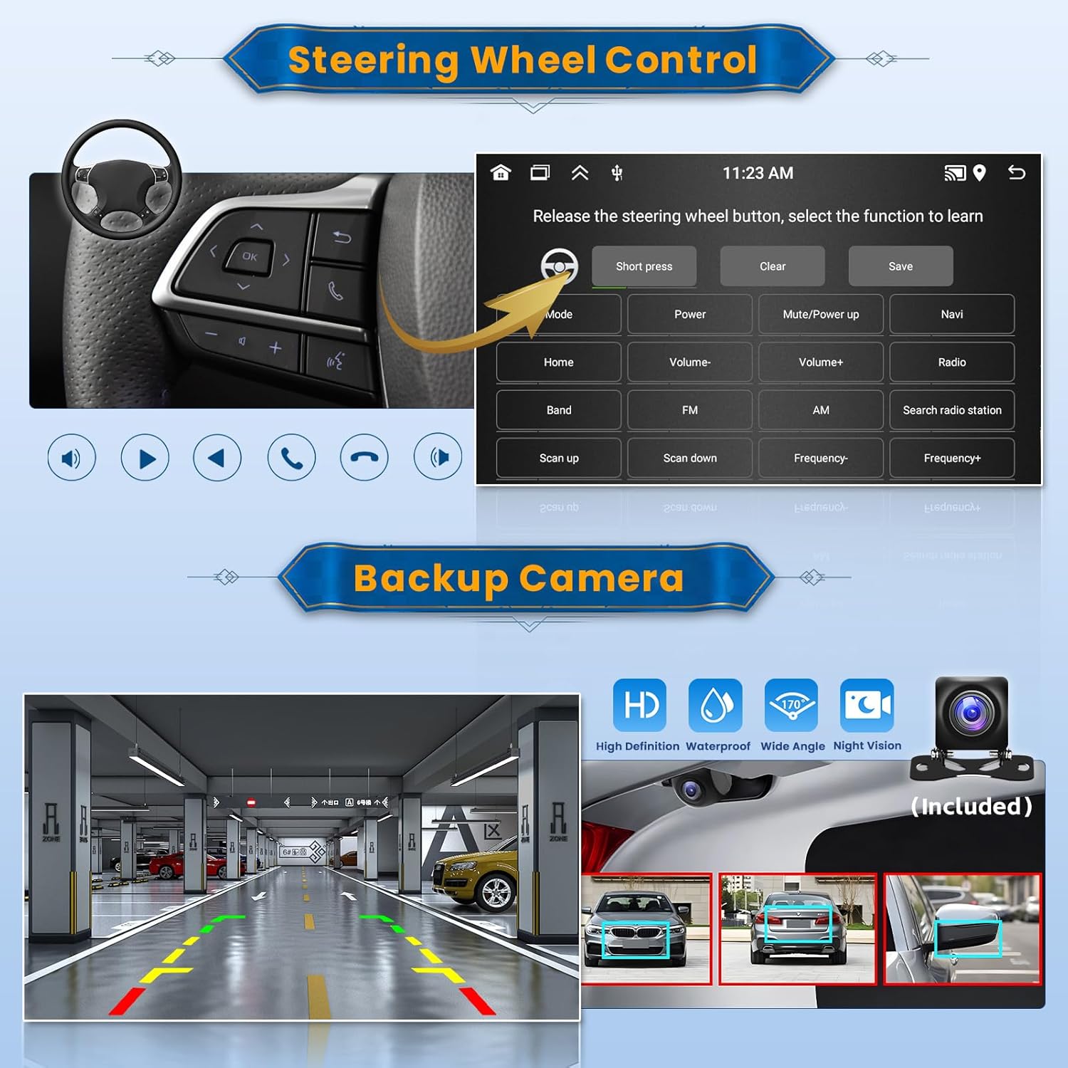 Inefala Android 15 Autoradio 1 Din CarPlay mit motorisiertem Bildschirm (2 + 64G), 7 Zoll Bluetooth Autoradio mit Wireless Android Auto CarPlay Mirror Link FM RDS GPS WiFi Rückfahrkamera AUX USB