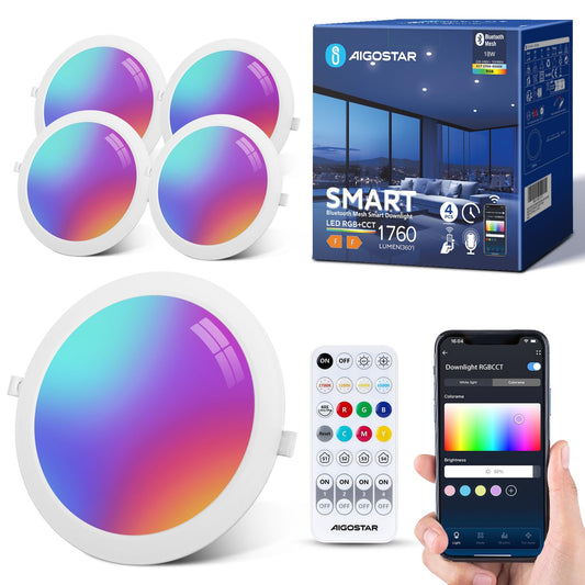 Spoturi LED smart 18W RGB 1760lm Bluetooth Mesh Aigostar, Alexa