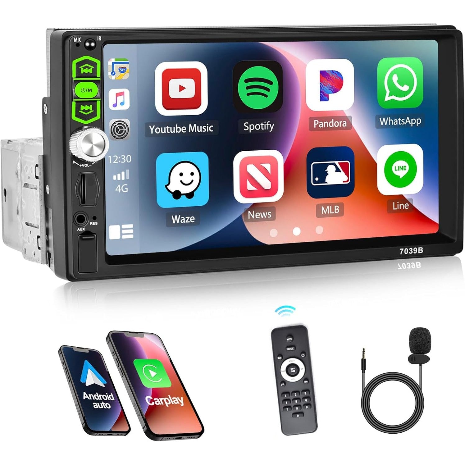 CAMECHO 1 DIN Car Radio with CarPlay Android Car 7 Inch Screen with Bluetooth Touchscreen with Reversing Camera Mirror Link FM Radio SWC USB