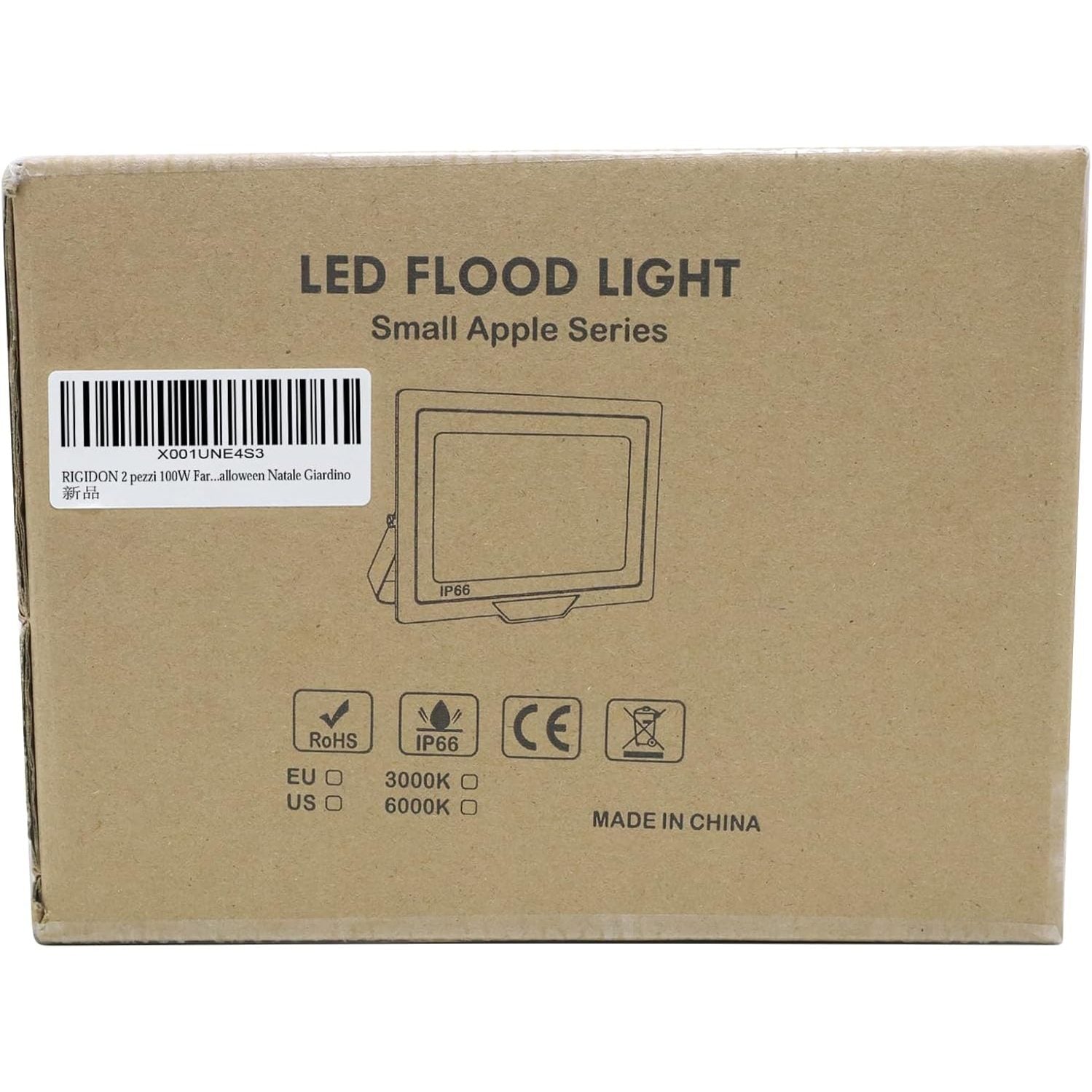 RIGIDON 2 Pack RGB Spotlight 100 W 10000 LM RGB LED Spotlight with Remote Control 16 Colours 4 Modes IP66 Waterproof RGBW Colour Changing Floodlight Outdoor for Party Garden Tree Landscape Disco