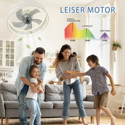 Ceiling Fan with Lighting LED 60 W Ceiling Light with Fan Modern Quiet Ceiling Light with Remote Control Dimmable 6 Speeds Lamp with Fan for Living Room Bedroom White