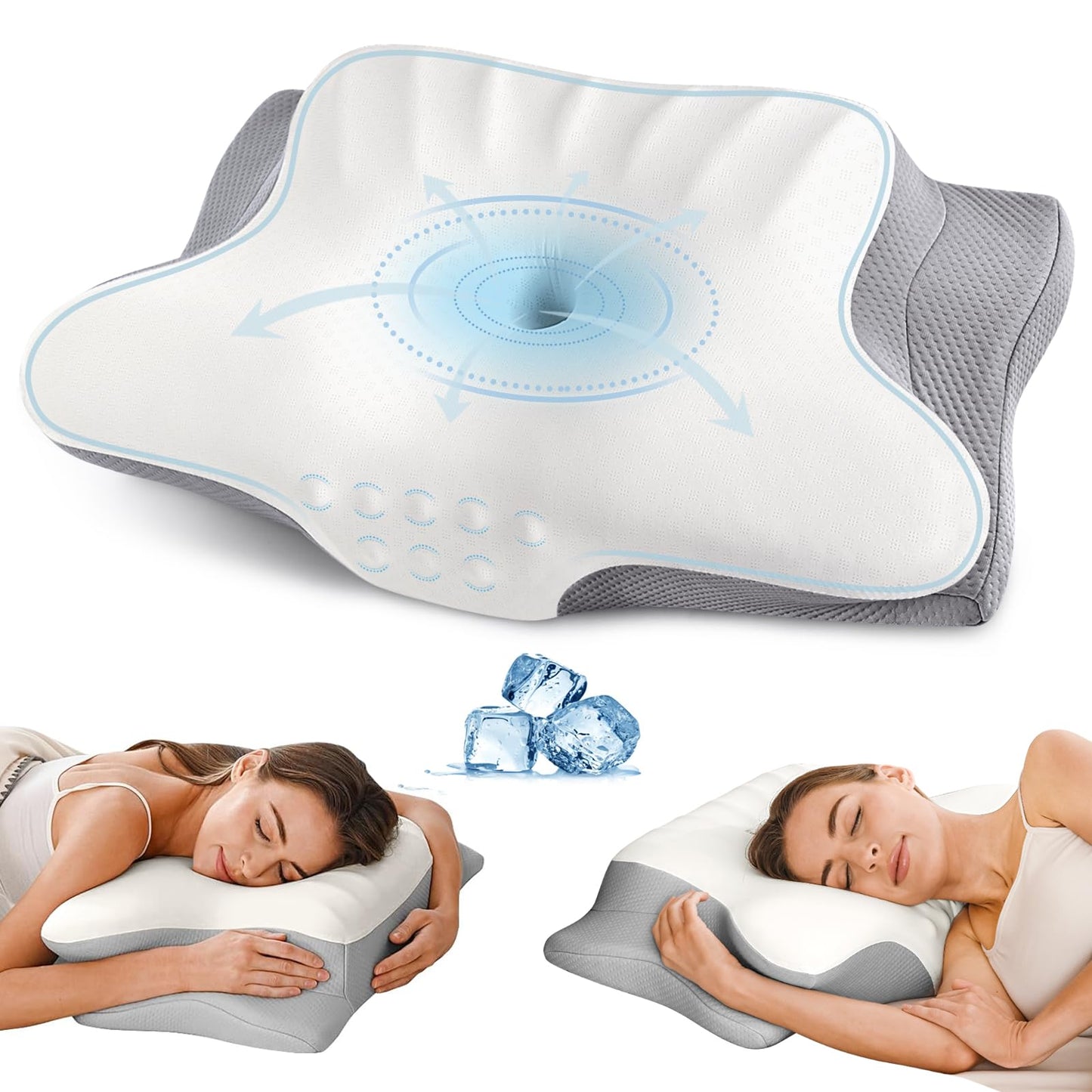 Perna cervicala Ylekto Pillow Memory Foam Queen Size alba