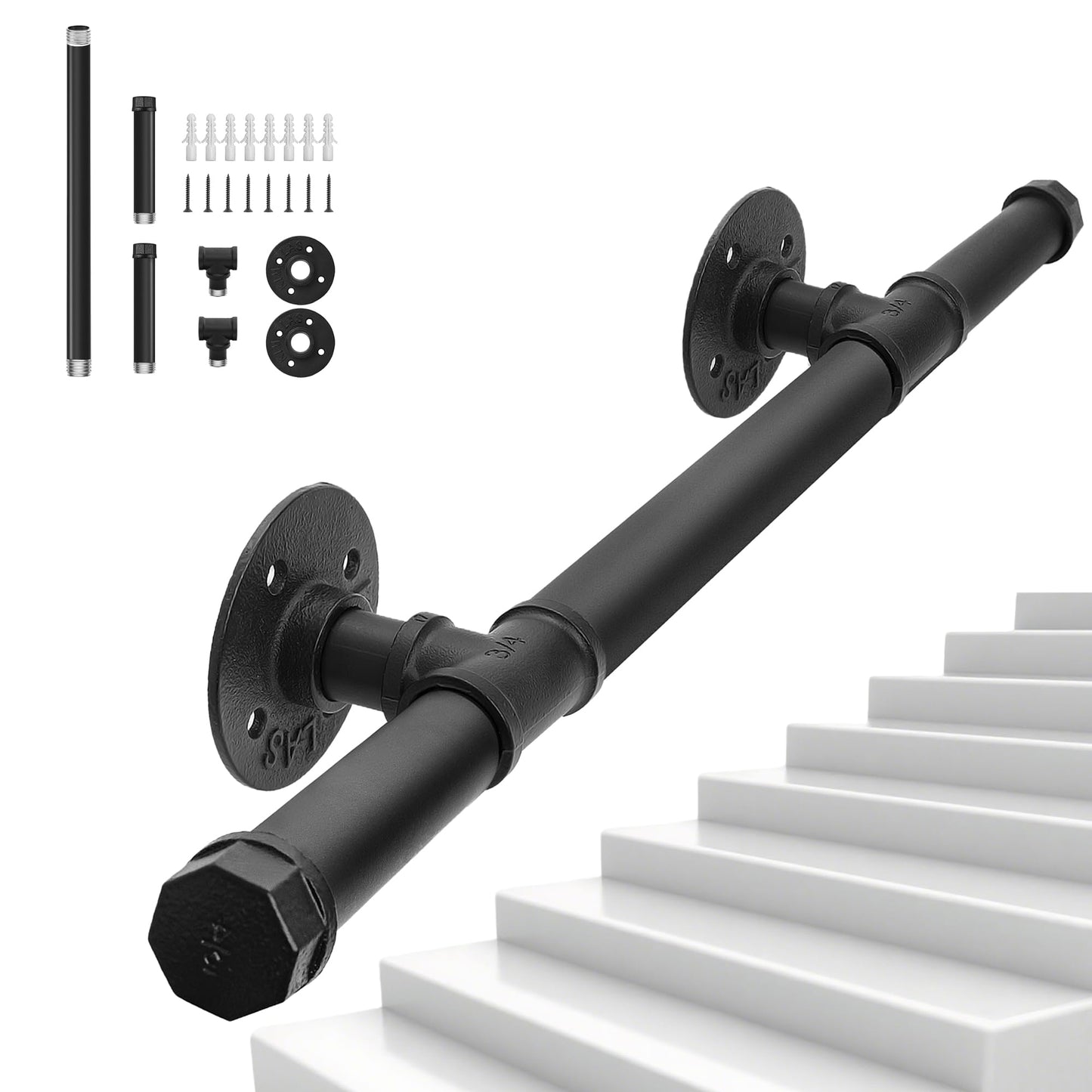 Balustrada OUUTMEE Fier forjat 100 cm neagra