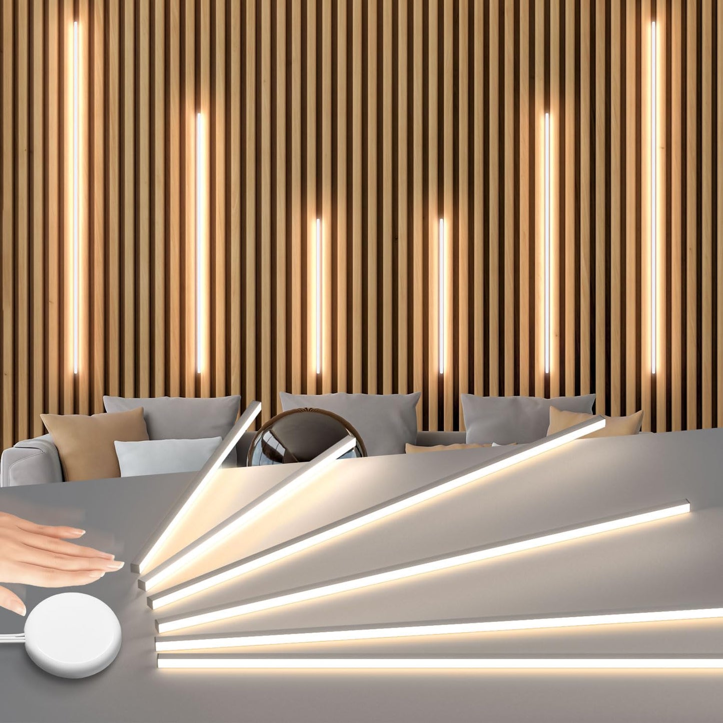 Set benzi LED Lichaser LED pentru panouri acustice 6 buc, 3000K, touch