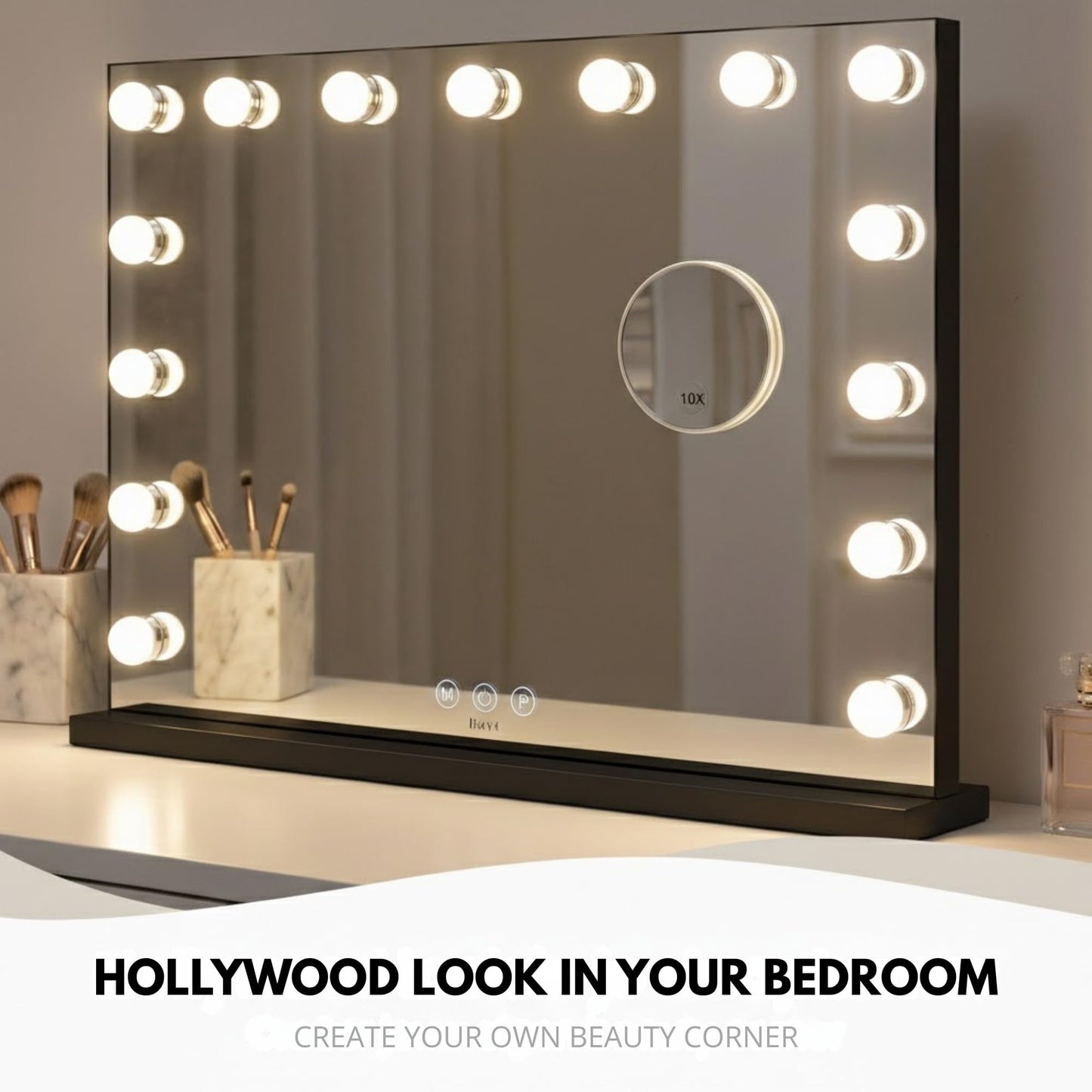 Oglinda cosmetica Bayt Hollywood 58x46 cm LED 10x magnifiere