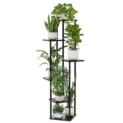 Suport plante Bamworld TM02H-6 Black 6 niveluri metal si lemn