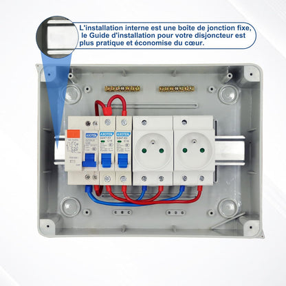 Boîte à fusibles en saillie IP65 01 Simmpatuu-Coffret électrique étanche IP65 équipé Livré,DZ 30mA AC Interrupteur de Fuite, 1 Disjoncteur 16A,2 prise modulaire 16A 2P+T