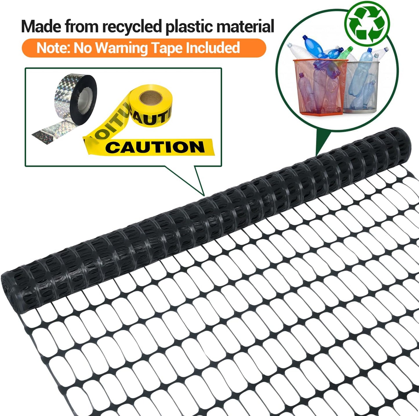 Gard plastic Ohuhu GPF-03 1m x 30m negru, rezistent UV