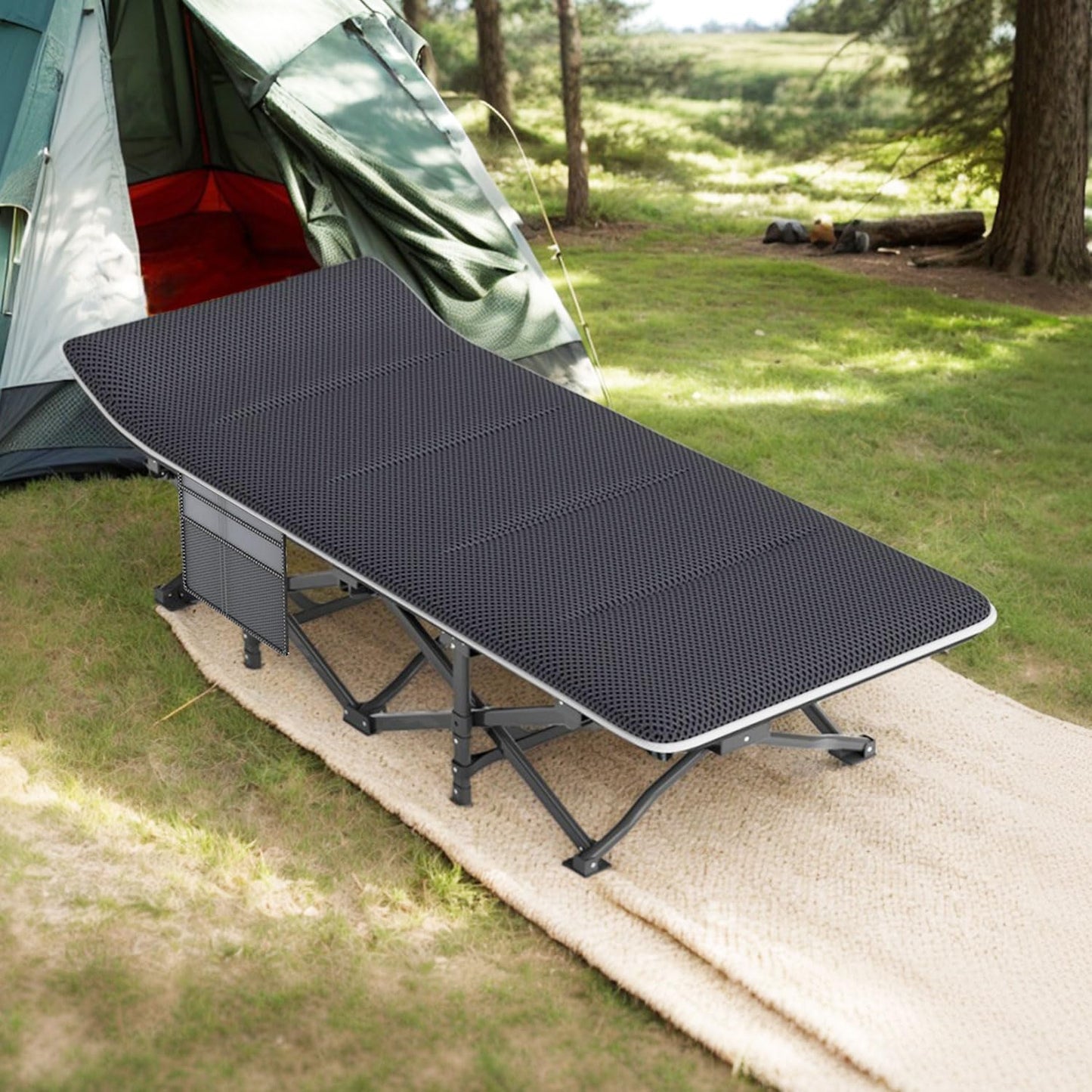 Pat camping ATORPOK SHOP HGHD pliabil, cadru otel, 250 kg