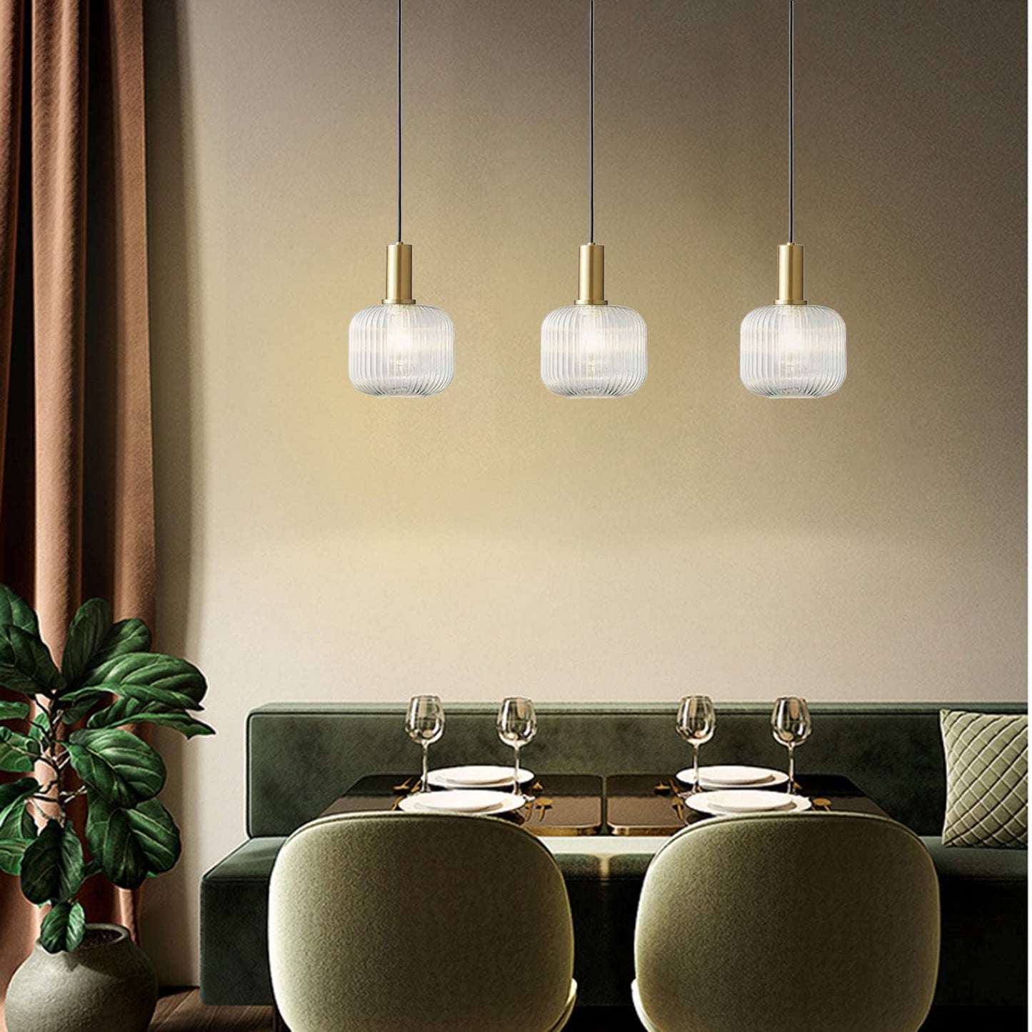 Lampa suspendata Clear Glass M E27 60W finisaj bronz