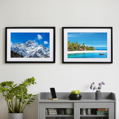 Rama foto kollyseek din lemn masiv cu passepartout, 50 x 70 cm, neagra
