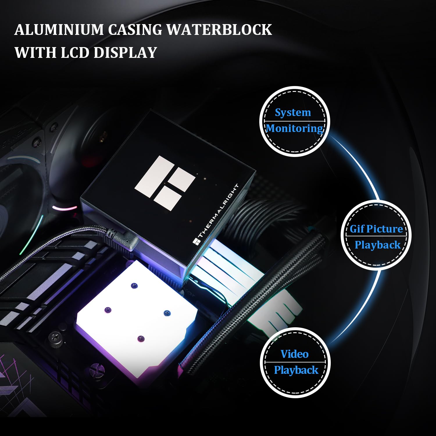 Thermalright Hyper Vision 360 ARGB Black AIO CPU Liquid Cooler,IPS LCD Screen with 480x480 Resolution,for AM5/Intel LGA1851/1700,3.95in Magnet-Absorbent LCD Screen for Images,Black CPU Water Cooling