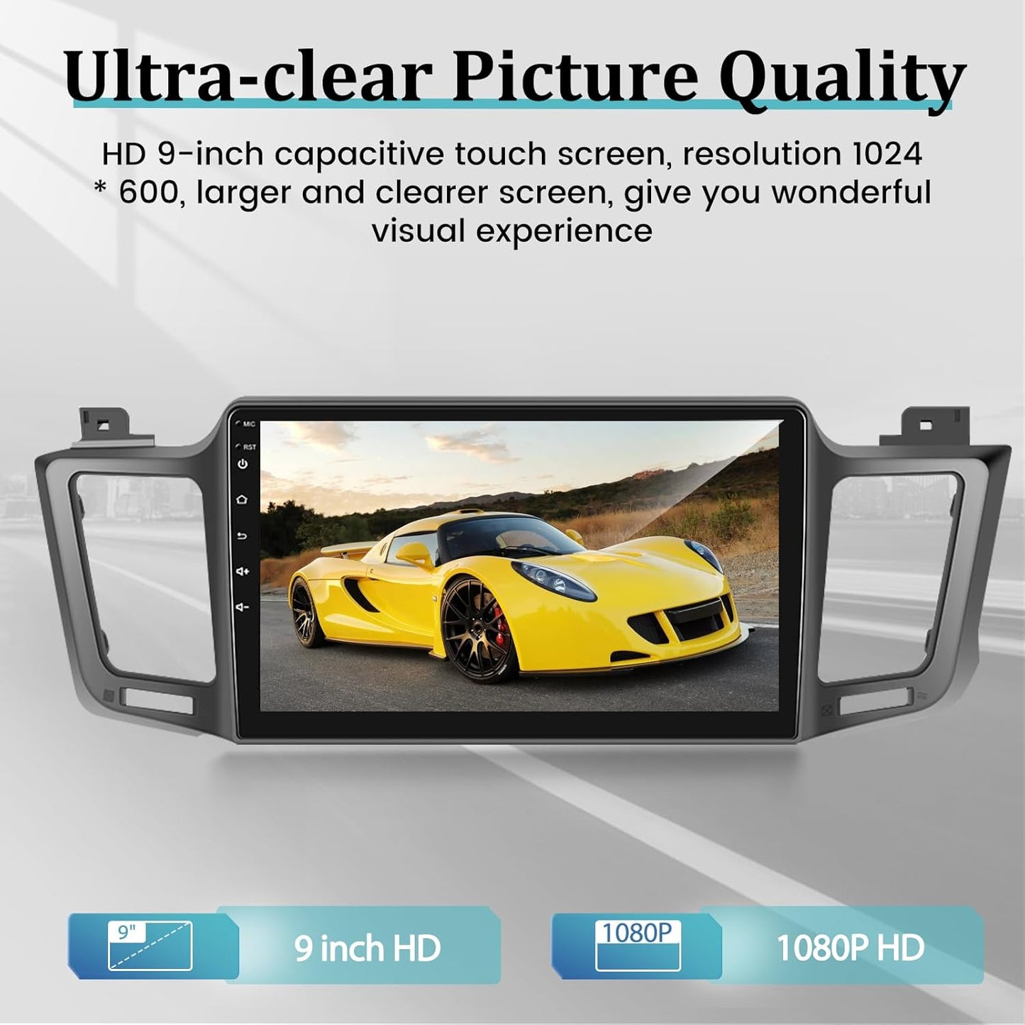 [2G+64G] Car Radio for Toyota RAV4 2013-2019 - 10.1 inch Touchscreen Android 13 Stereo - Wireless Carplay & Android Auto/Mirror Link/EQ/WiFi/GPS/SWC + AHD Backup Camera + Mic