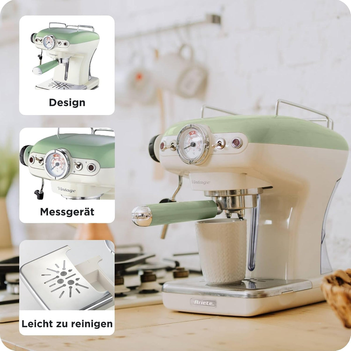 Espressor Ariete Vintage cu sita si duza pentru spumare lapte