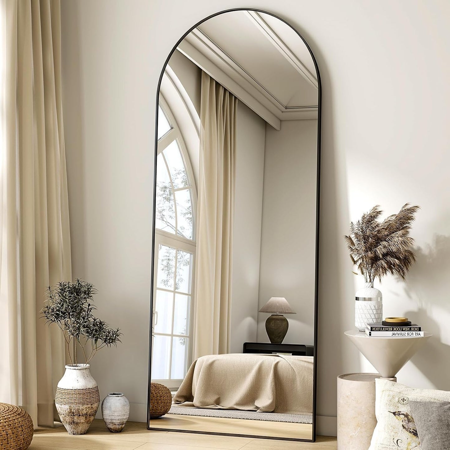 Oglinda Koonmi Arched 30x67 cm, cadru metalic, montaj perete