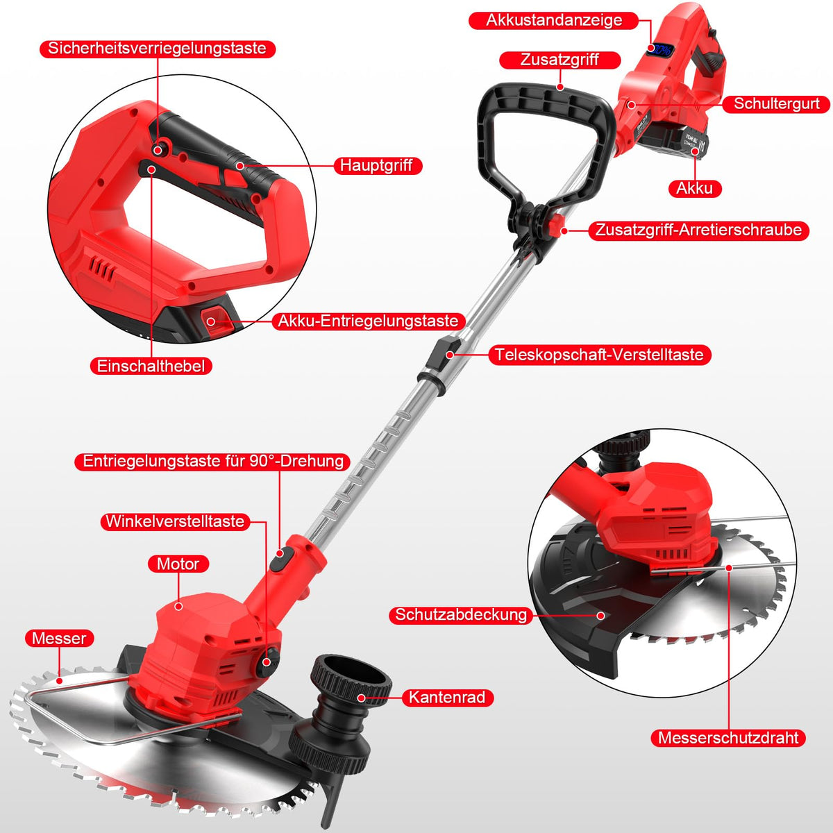 Trimmer gazon Forluoai YL-DCJ-A02 21V fara fir, 24000 RPM