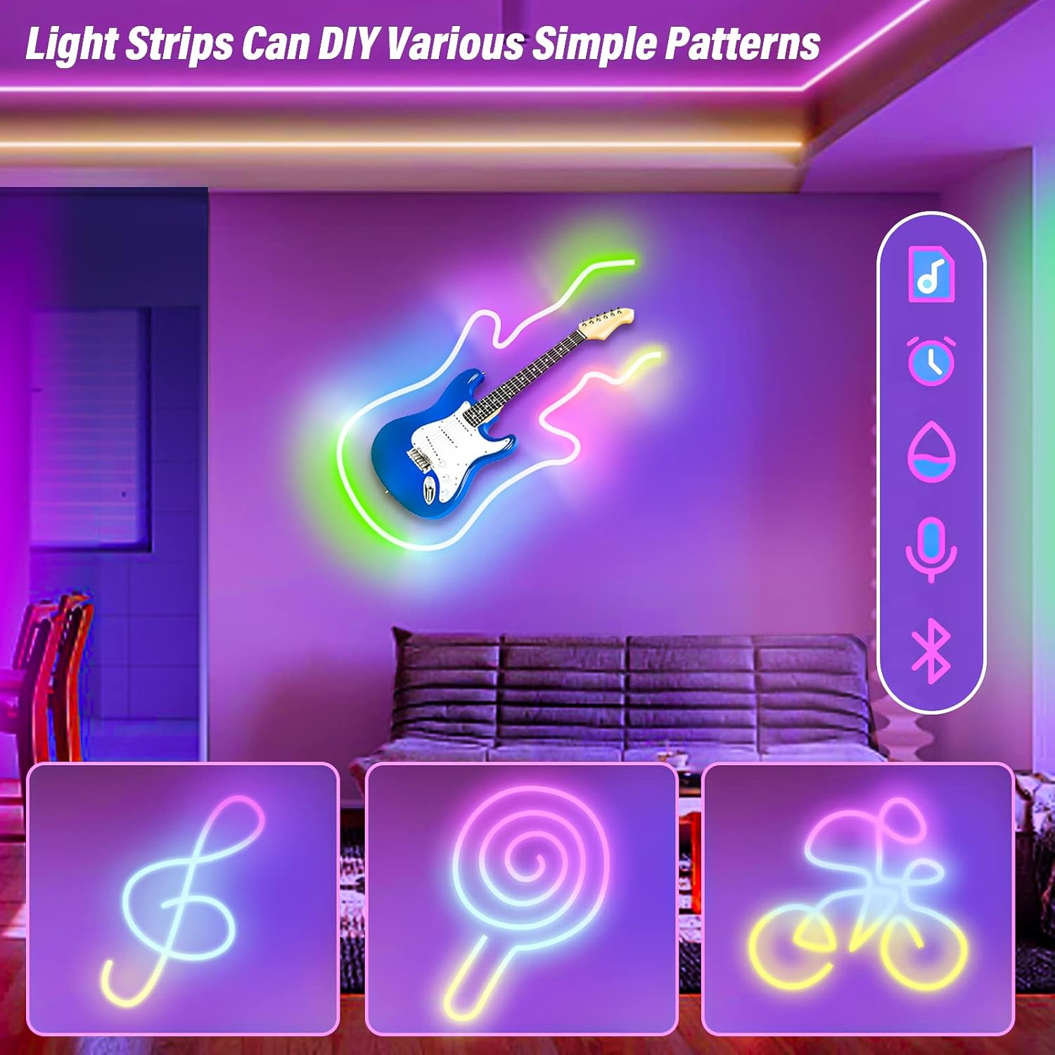 Neon LED Strip 5 m, RGBIC Neon LED Strip with App Control, DIY Colour Changing Light Strip, Music Sync, Neon Light Strip for Living Room, Bedroom, Wall Decoration…
