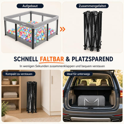 Tarc pliabil pentru bebelusi colpart cu salteluta, 1.2 x 1.2 m, gri