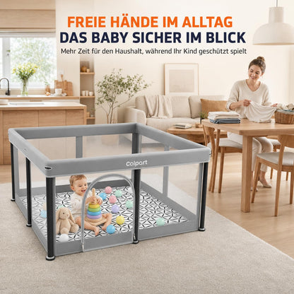 Tarc pliabil pentru bebelusi colpart cu salteluta, 1.2 x 1.2 m, gri