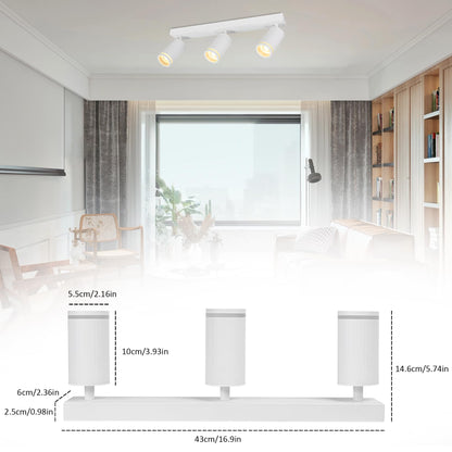 Spot luminos White 3 becuri GU10 aluminiu rotativ 2250 lm