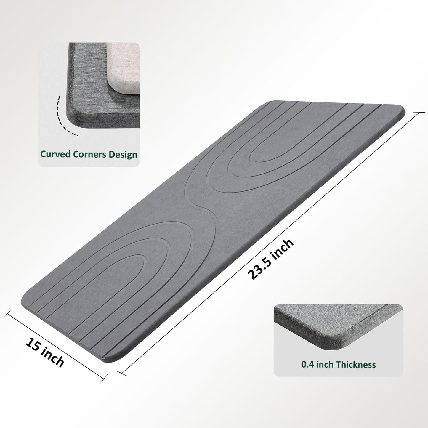 Covoras baie Feilifan Stone Bath Mat Diatomita antiderapant gri