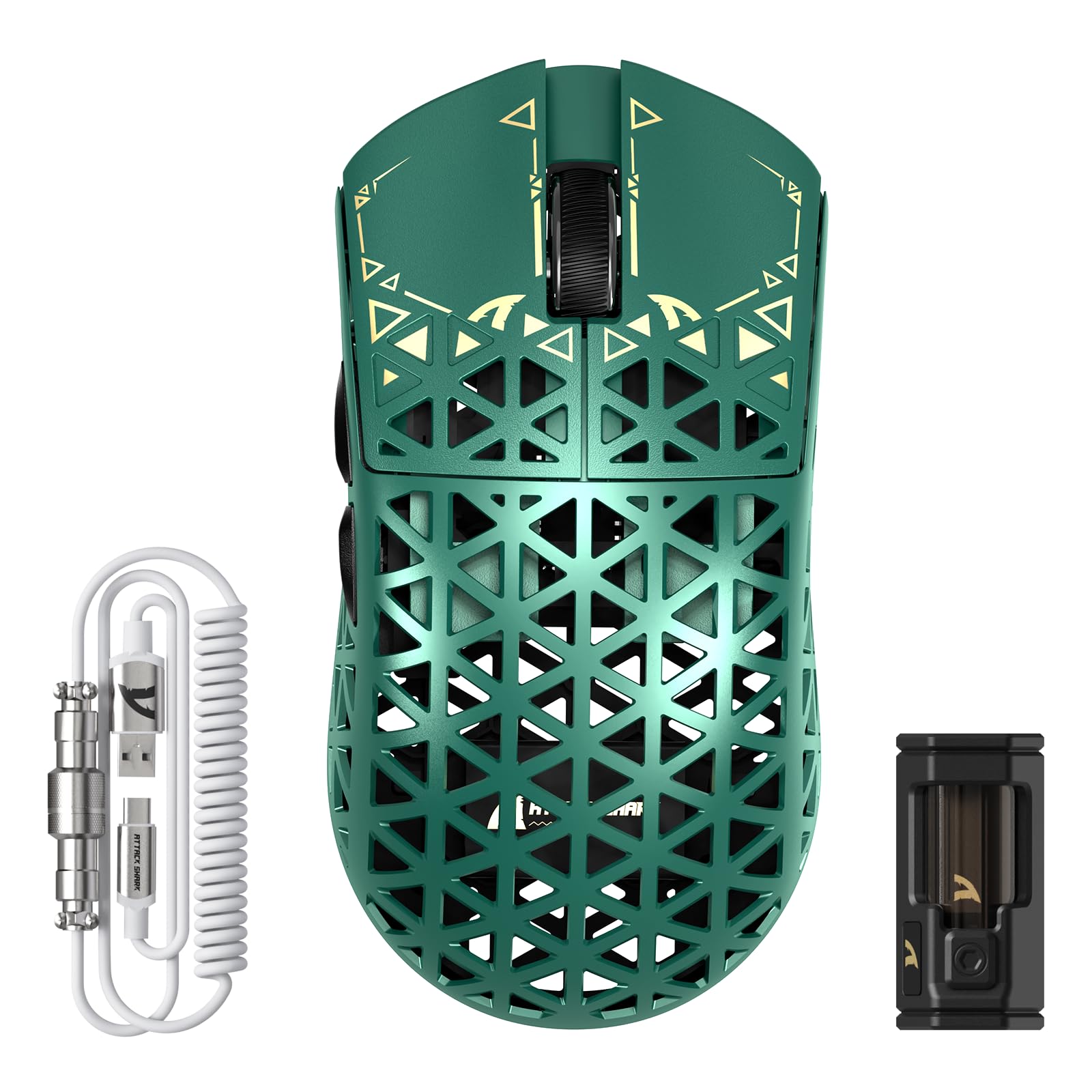 ATTACK SHARK R5 Ultra Carbon Fiber 8000Hz Wireless Gaming Mouse, 39g SUPERLIGHT, 42000DPI, PAW3950MAX Sensor, Nordic 52840 Chip, Bluetooth/2.4G/USB-C Wired Mice with Coiled Cable, for PC/Mac, Black