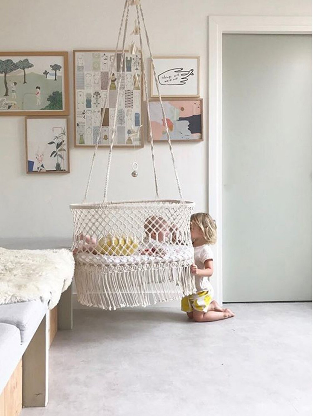 Leagan bebe Here&There Baby Cradle Tassel 4 kg, bej