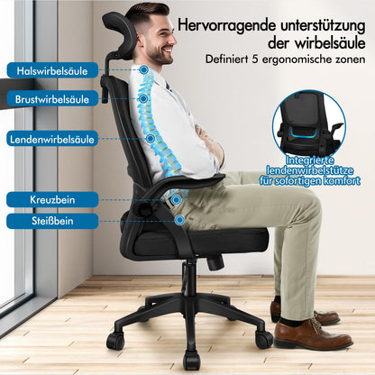 Scaun birou ALFORDSON ergonomic mesh negru suport lombar reglabil