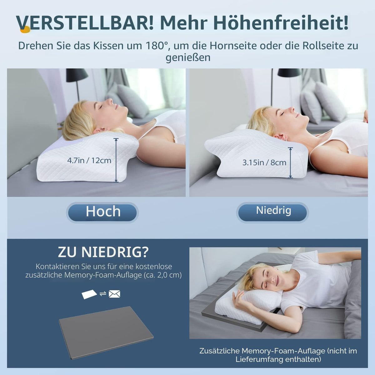Perna cervicala HOMCA HCCP-01 Memory Foam ergonomica 60x35 cm