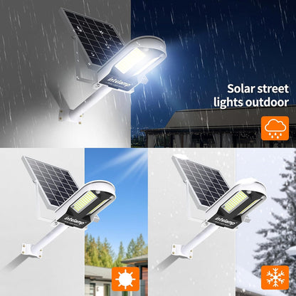 intelamp Outdoor Solar Street Light, Dual Motion Sensor, 12500 mAh 3000 lm Super Bright Outdoor Solar Spotlight with Remote Control, 4 Modes Outdoor Solar Lamp