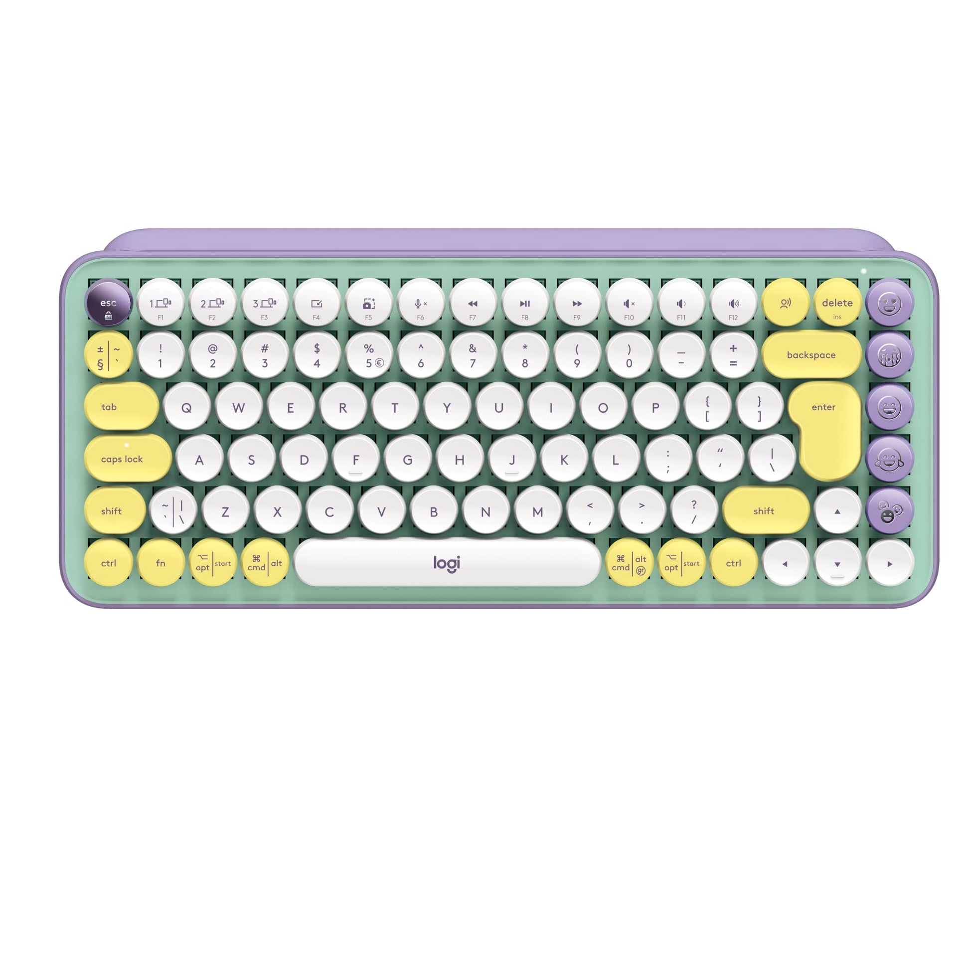 Logitech POP Keys Mechanical Wireless Keyboard with Customisable Emoji Keys, Durable Compact Design, Bluetooth or USB Connectivity, Multi-Device, OS Compatible - Heartbreaker