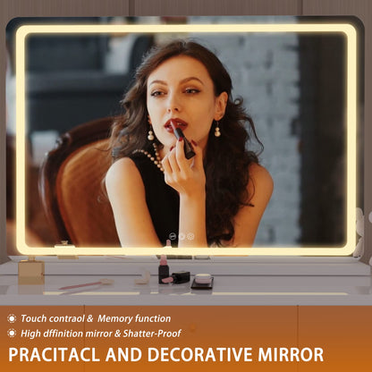 Oglinda cosmetica Hasipu 70x50 cm LED 3 moduri lumina touch