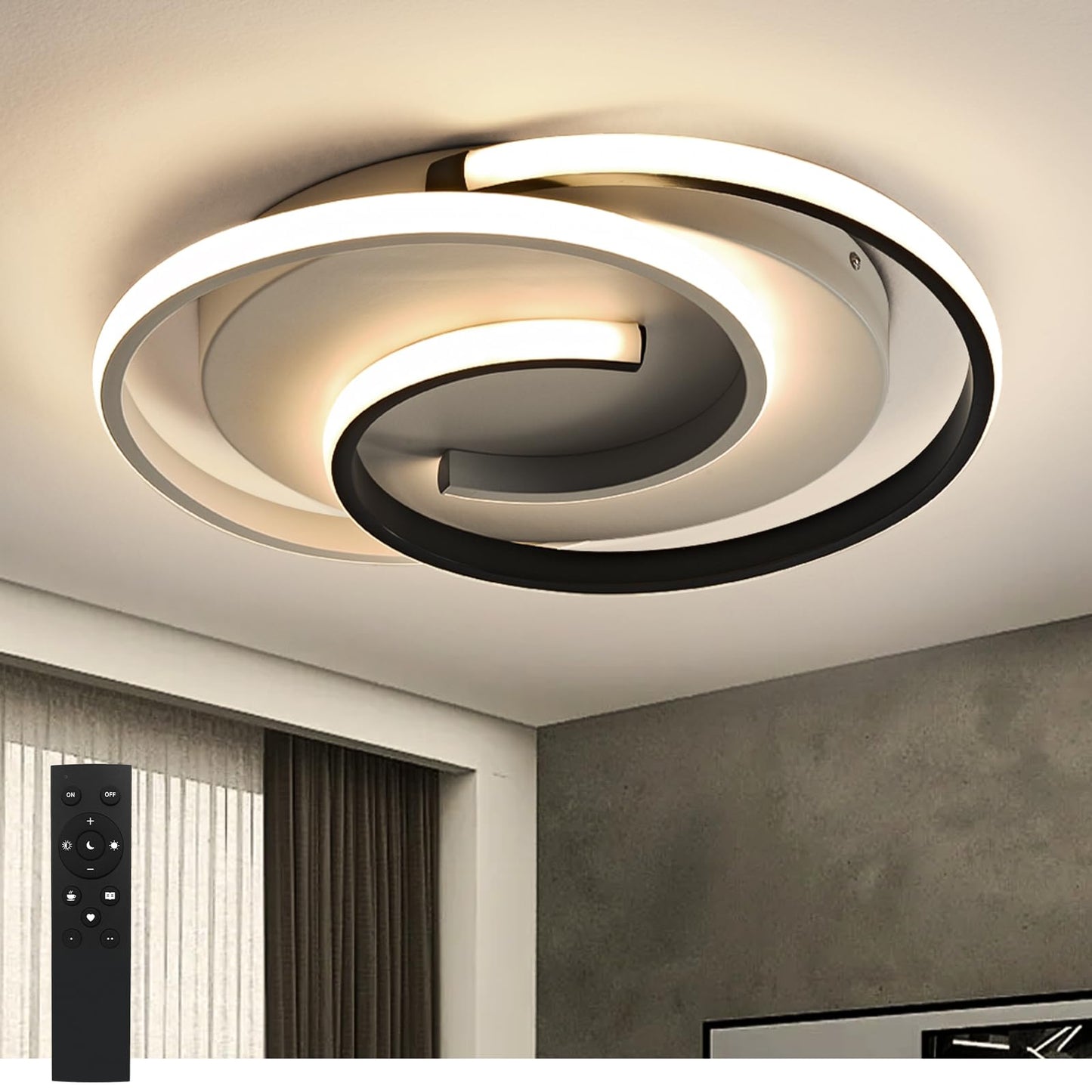 Plafoniera LED dimabila cu telecomanda, 32W lumina alba, intensitate reglabila, design modern pentru living si dormitor