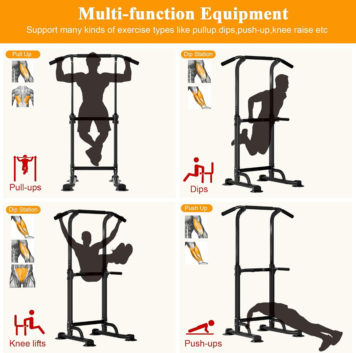 Turn de forta multifuncional sogesfurniture cu bara de tractiuni, reglabil 165-210 cm, negru