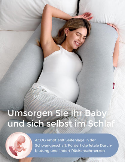 Perna gravide Momcozy PP102 U-Form 145 cm, husa racoroasa