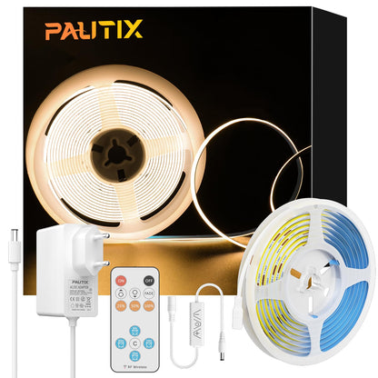 Banda LED PAUTIX COB 5 m 3000K 24V RF Remote CRI93+ Dimmabila