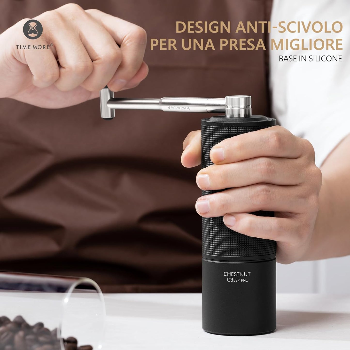 Chestnut C3 ESP PRO, TIMEMORE Kaffeemühle Manuell, Upgrade Integrierte Ganzmetallgehäuse, Handkaffeemühle für Espresso bis French Press, Schwarz