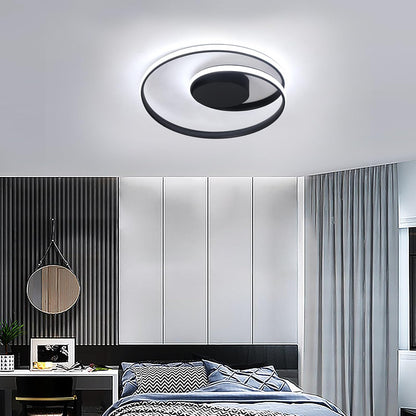 Kaniker Flush Mount Ceiling Light Fixture with Remote Control Led 18''Round Dimmable Bathroom Ceiling Light Hallway Light with 3 Colour Temperature Lamp 47W for Bedroom Corridor Kitchen (Black)