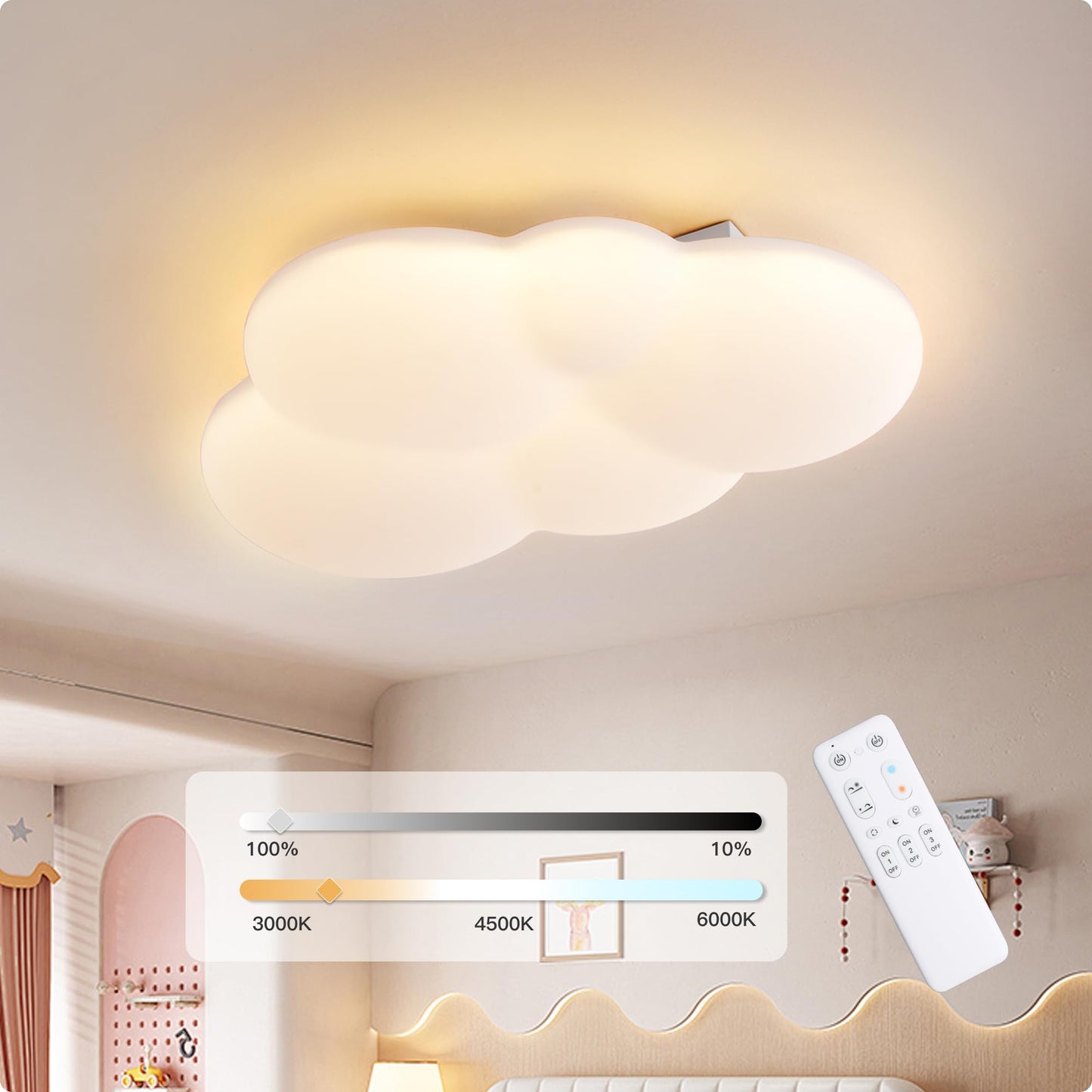 YUEEU PE soveværelse lampe børneværelse lampe loft LED loftslampe børneværelse 40 cm sky loftslampe børnelampe, dæmpbar sky lampe med fjernbetjening, loftslamper til børn, babyværelse