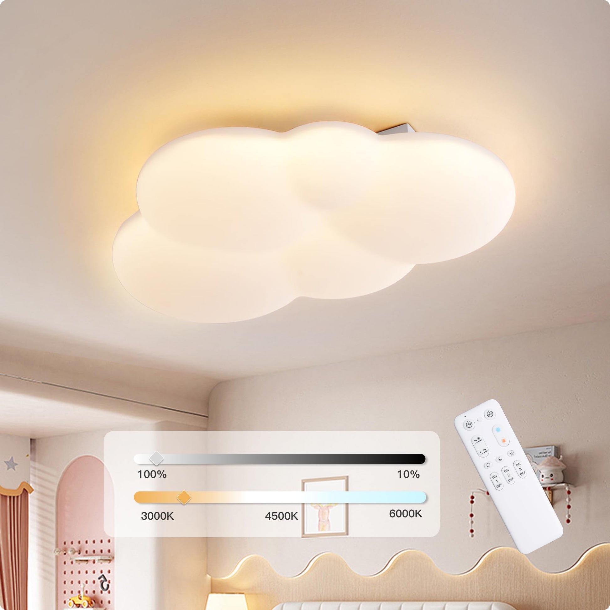 YUEEU PE soveværelse lampe børneværelse lampe loft LED loftslampe børneværelse 40 cm sky loftslampe børnelampe, dæmpbar sky lampe med fjernbetjening, loftslamper til børn, babyværelse