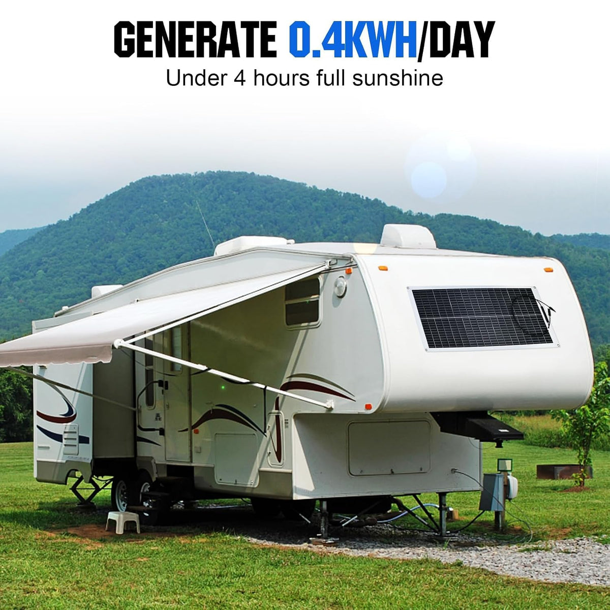Panou solar flexibil monocristalin ECO-WORTHY 100 W, 12 V, cu cablu de incarcare