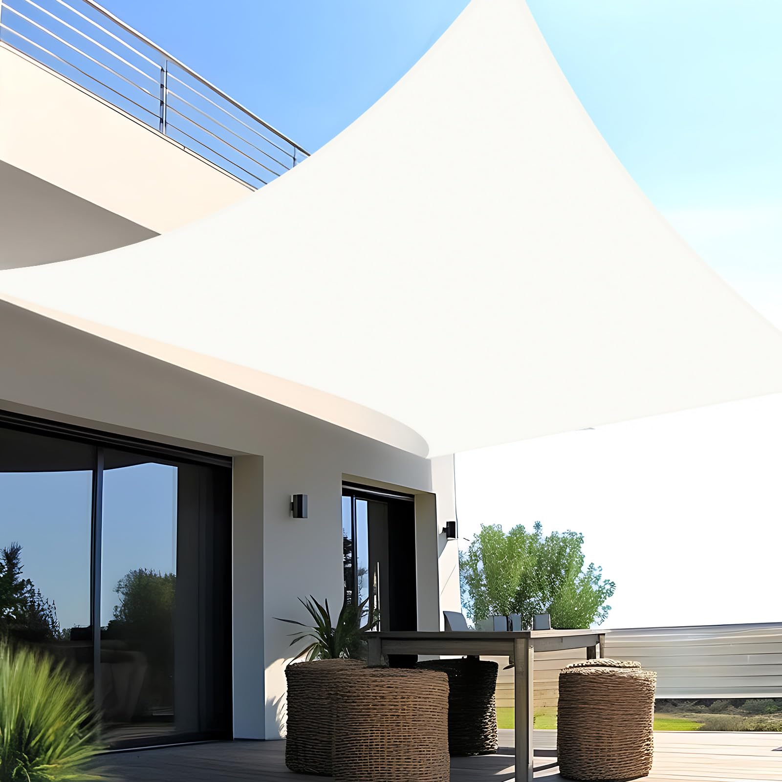 SUNNY GUARD Sun Shade Sail Triangle 4x4x4m Waterproof UV Block for Garden Outdoor Patio - Sand
