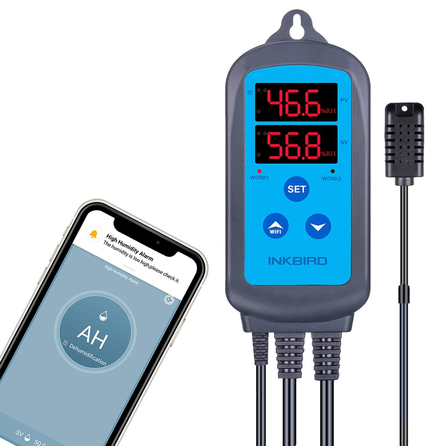 Regulator de umiditate, INKBIRD IHC-200-WiFi, pentru sera, gradina, pivnita, fermentatie