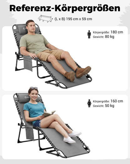 Set 2 Sezlong pliabil KingCamp KC2029 180 kg, spatar reglabil 5 pozitii