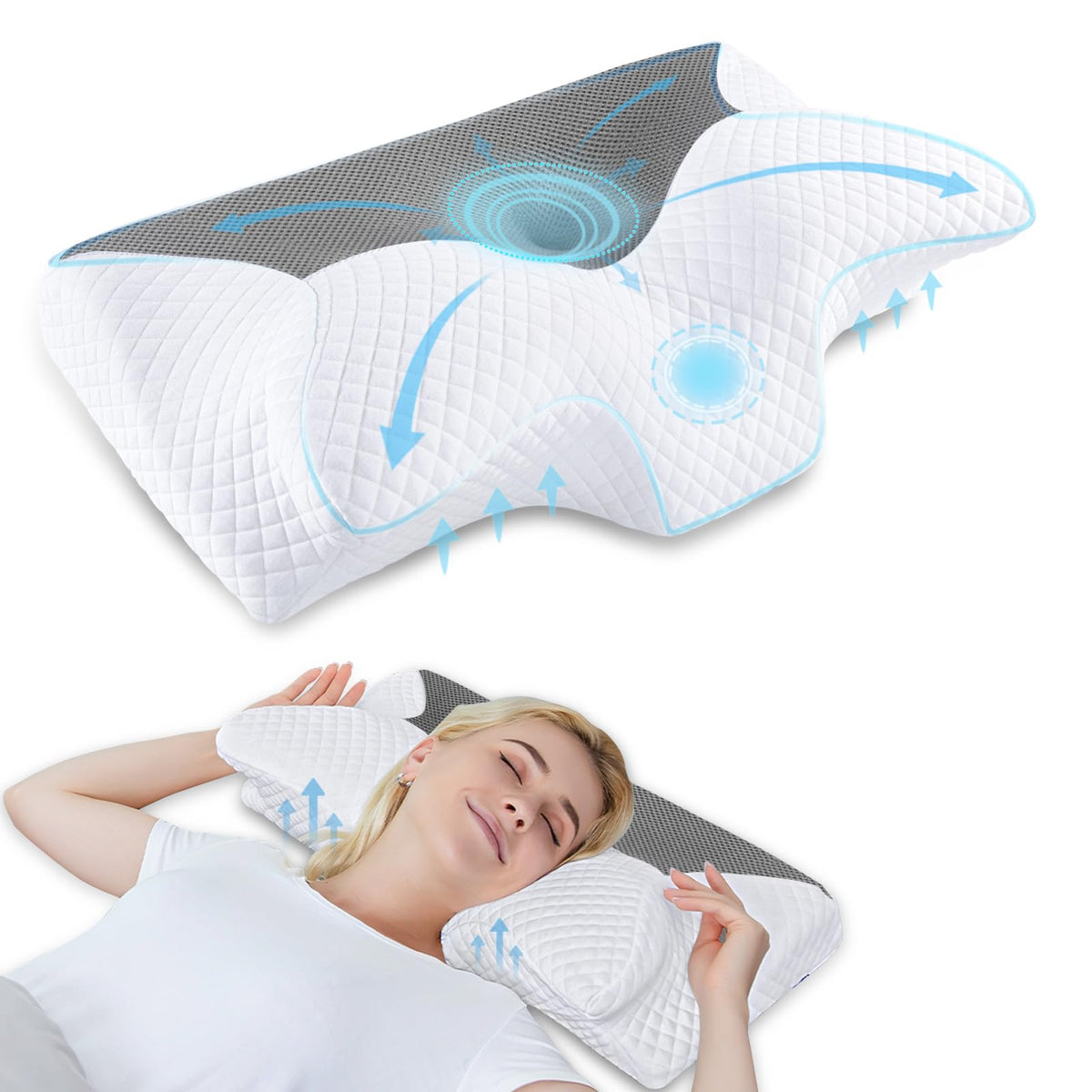 Perna cervicala HOMCA HCCP-01 Memory Foam ergonomica 60x35 cm