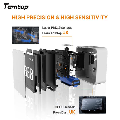 Monitor calitate aer Temtop M10 PM2.5 HCHO TVOC AQI portabil