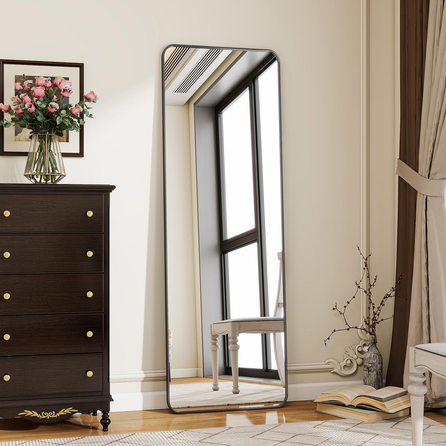 Oglinda Koonmi Full Length 52x161 cm cu rama aluminiu negru