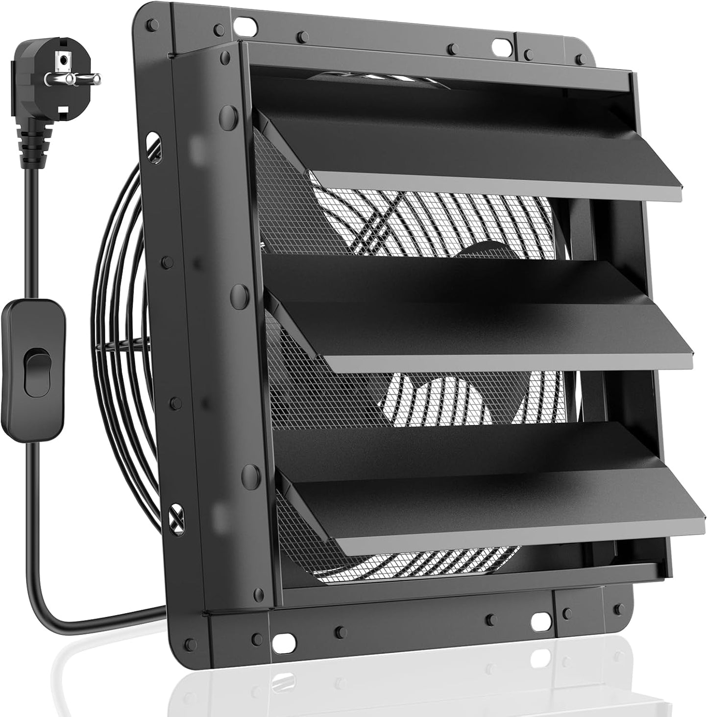 HG Power 250 mm Exhaust Fan Industrial Wall Fan 1100 m³/h Wall Fan with Mesh Sieve Exhaust Fan with EU Plug Aluminium Window Fan for Basement Garage Kitchen