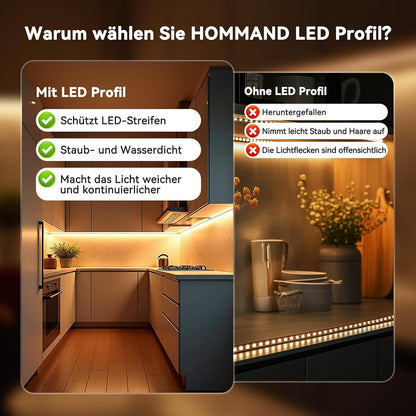 Profil LED din aluminiu HOMMAND in V cu difuzor, set 10 x 1 m, marimea 10 Pack-V Shape