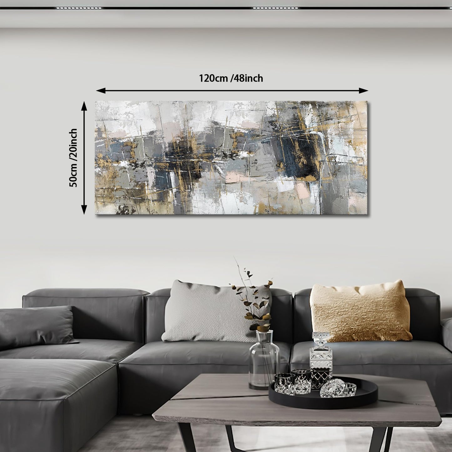 Tablou FajerminArt Abstract Gri 120x50 cm Canvas pe Cadru Lemn